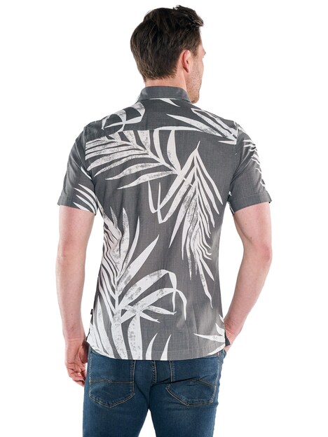 Herren Hemd kurzarm , Hellgrau