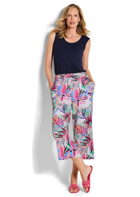 Jerseyhose mit Palmen-Print