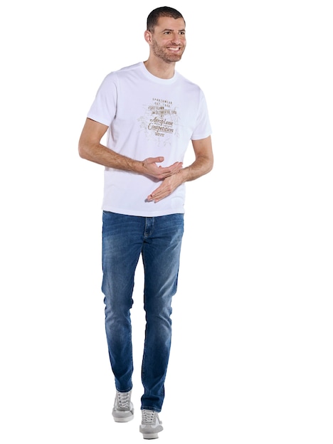Herren T-Shirt mit Print , Reinweiss