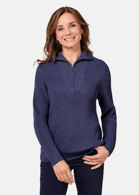 Pullover Sportiver Troyer mit Baumwollanteil