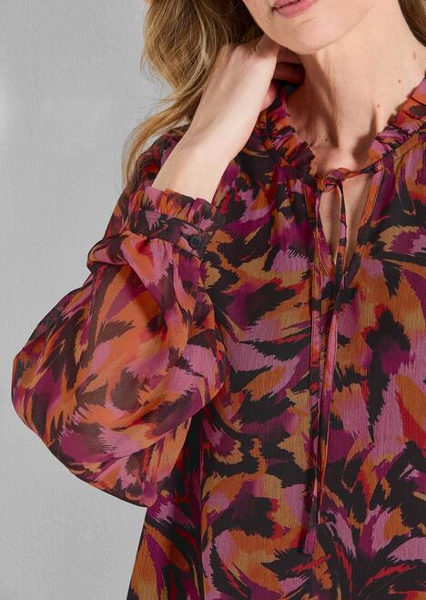 GOLDNER Blouse met print Blouse van chiffon met semi-transparante mouwen