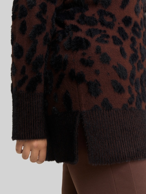 Loose Fit Cardigan mit Leo-Muster