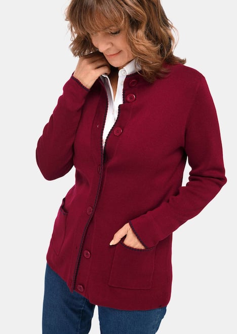 Longstrickjacke mit Zierkanten