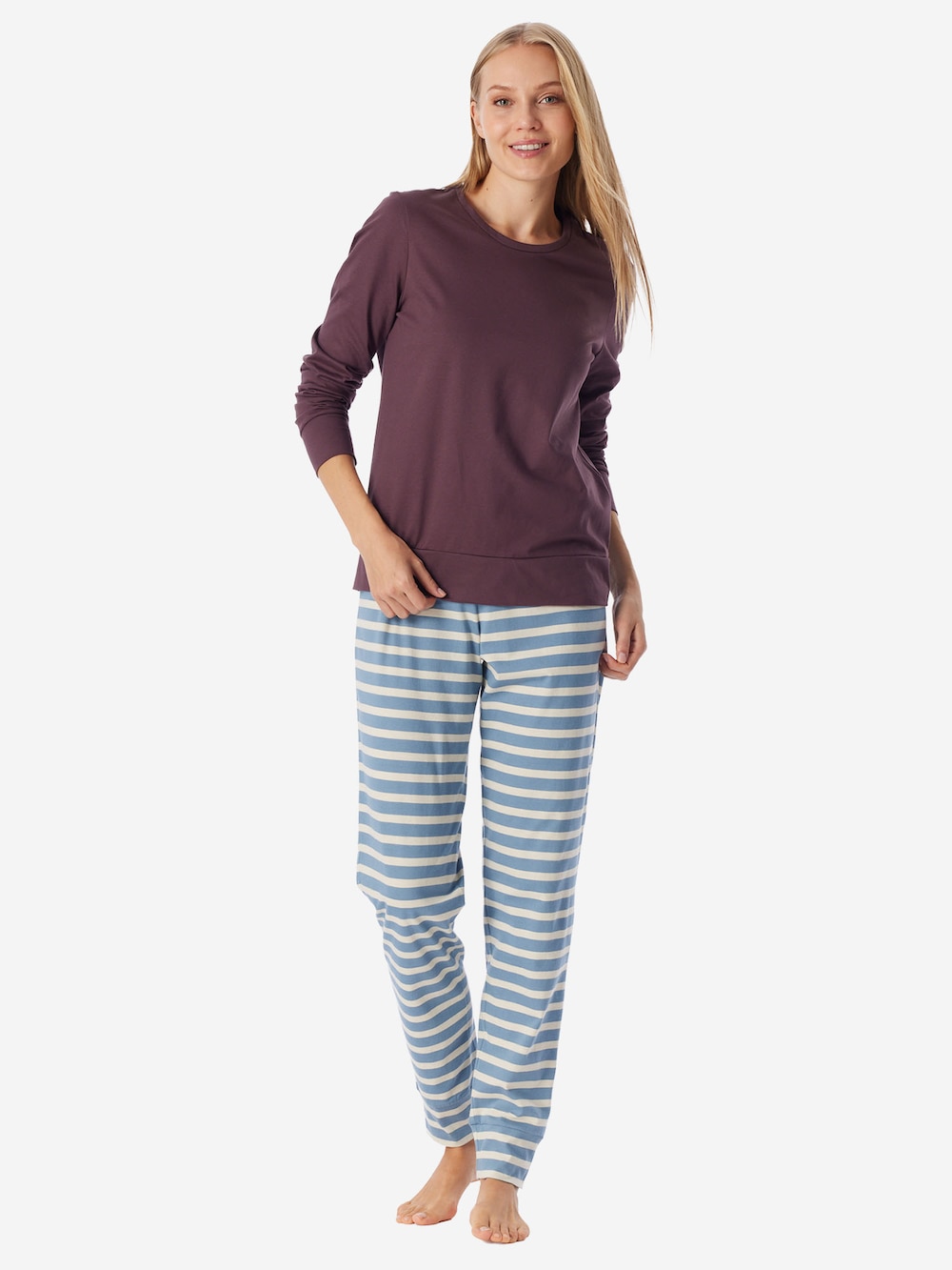 Schiesser Damen Schlafanzug Casual Essentials kakaobraun
