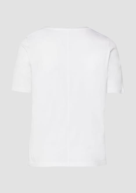 Baumwoll-T-Shirt mit Frontprint und Pailletten