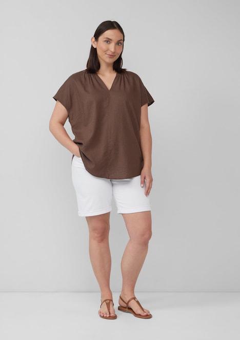 Ärmellose Bluse aus Leinenmix im Relaxed Fit
