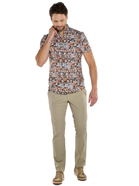 Herren Kurzarm-Hemd slim fit , Rostorange