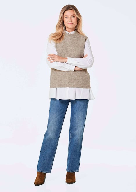 Edler Rippstrick Pullunder, Stehkragen