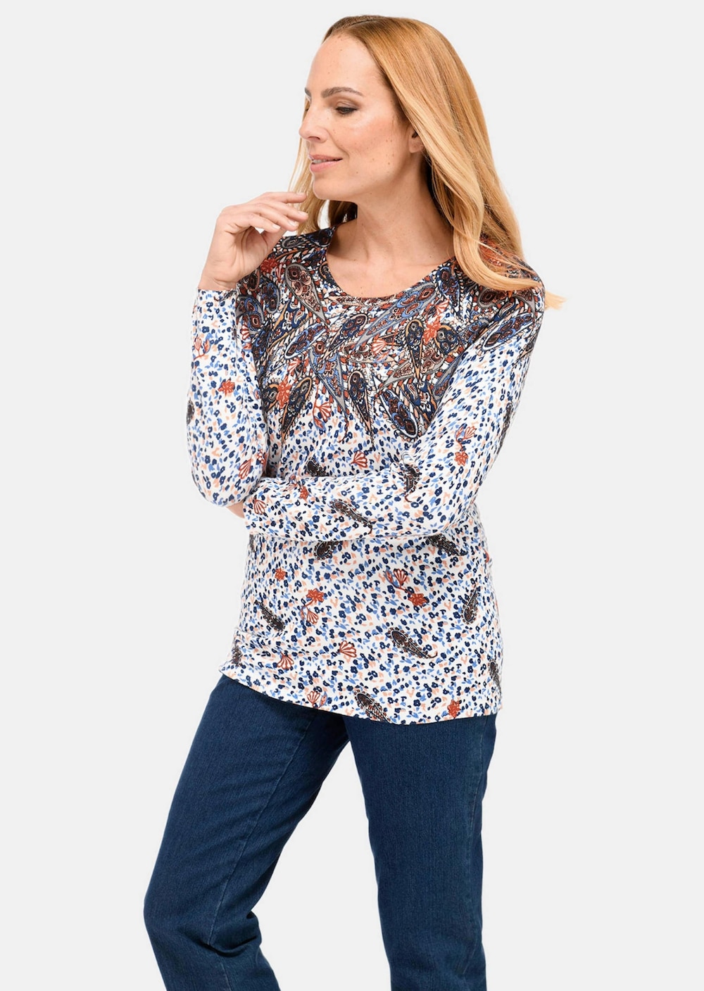 Pullover Kurzgröße - Druckpullover mit ornamentalem Druck
