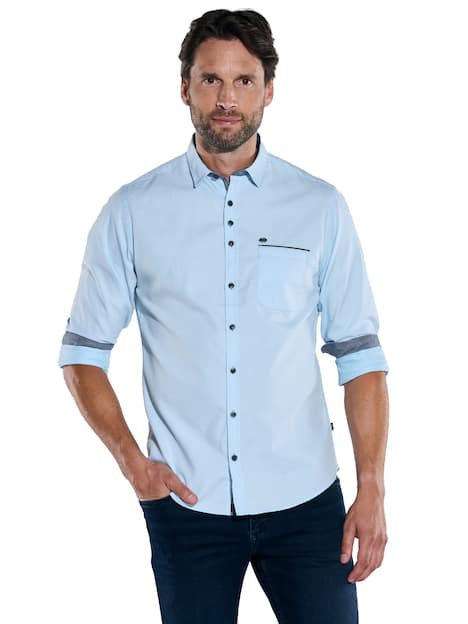 engbers Herren Langarm-Hemd gemustert , Hellblau