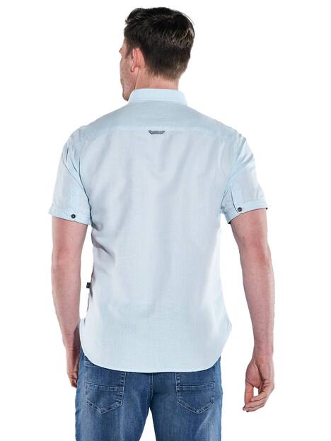 engbers Herren Kurzarm-Hemd mit Leinenanteil , Hellblau