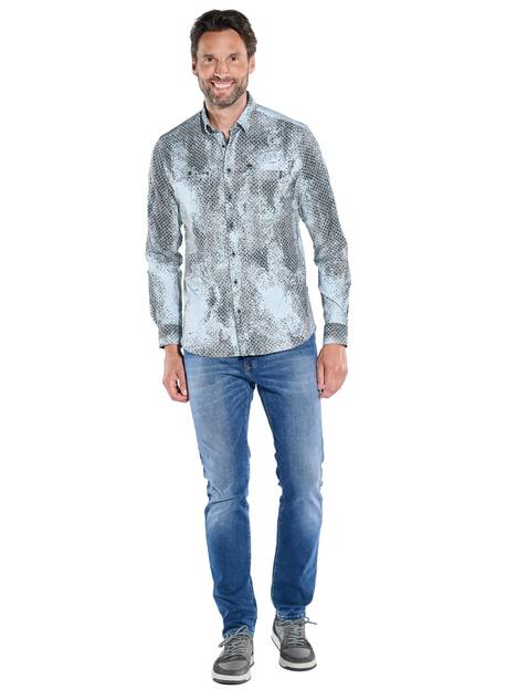 engbers Herren Langarm-Hemd gemustert , Saphirblau