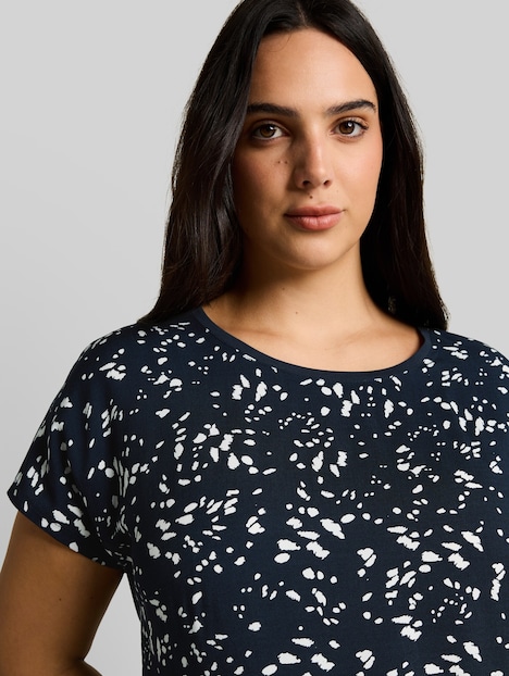 T-Shirt im Material-Mix