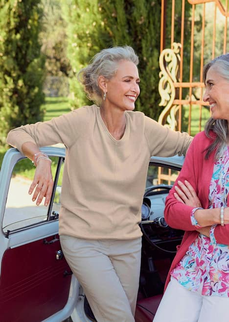 Baumwollpullover mit V-Ausschnitt