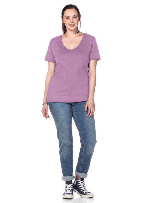 T-Shirt Kurzarm Uni Ohne Kragen