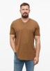 Baumwoll-T-Shirt mit Logo-Print und V-Neck