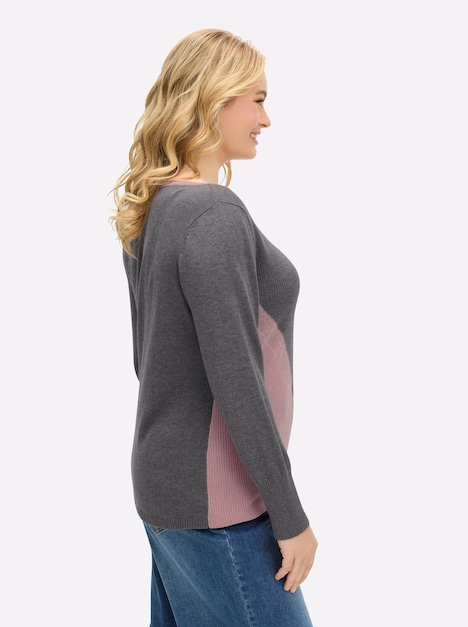 Pullover Langarm Mehrfarbig Ohne Kragen