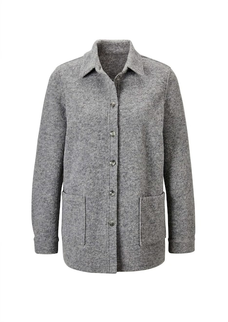 Lässige Wolljacke mit Hemdkragen