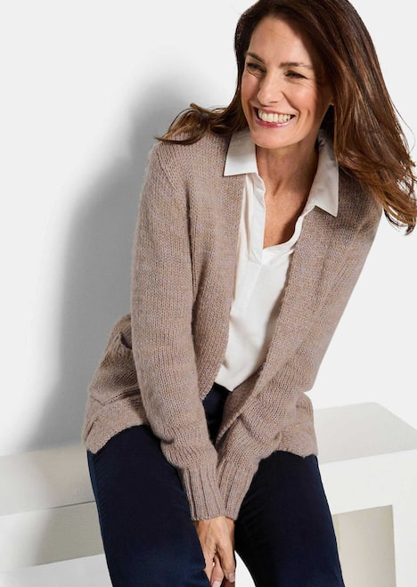 Langarm Melange-Cardigan, flauschig