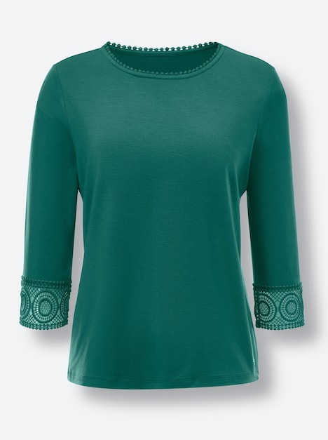 Lyocell-Shirt 3/4-Arm Uni Ohne Kragen