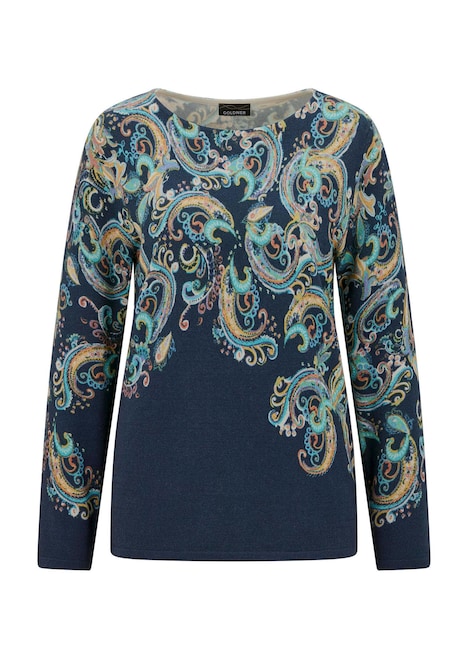 Feinstrickpullover mit Paisley-Druck