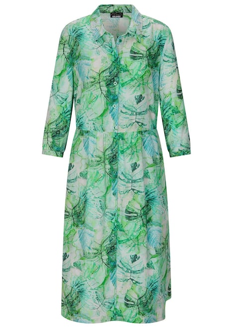 Midikleid mit Blätter-Druck