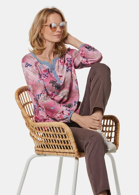 Paisley-Druckshirt mit Ausschnitt
