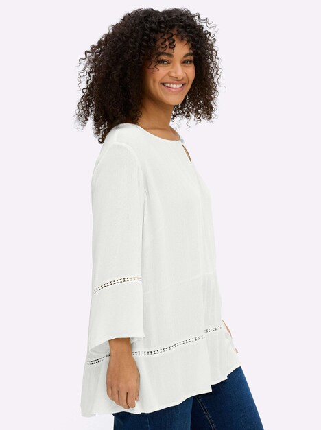 3/4-Arm-Bluse 3/4-Arm Ohne Kragen