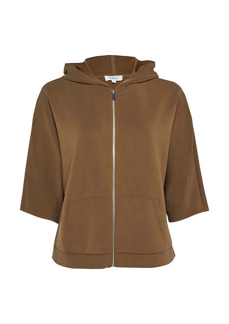 Sweatjacke aus Scuba mit weitem 3/4-Arm