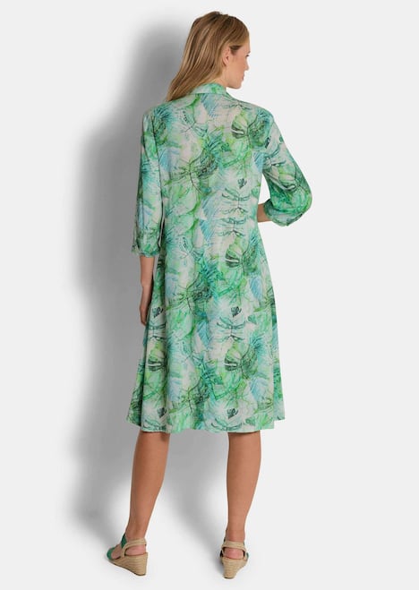 Midikleid mit Blätter-Druck