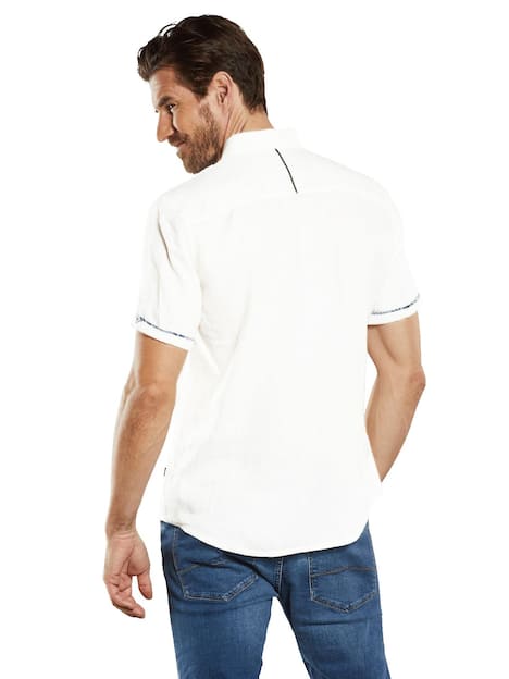 engbers Herren Kurzarm-Hemd aus Leinen , Reinweiss