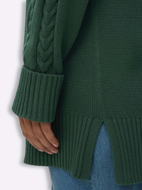 Pullover Rollkragenpullover im Rippstrickmuster Langarm Rollkragen