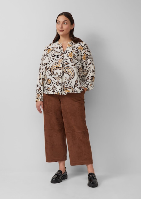 Strukturierte Viskosemix-Bluse mit All-over-Print