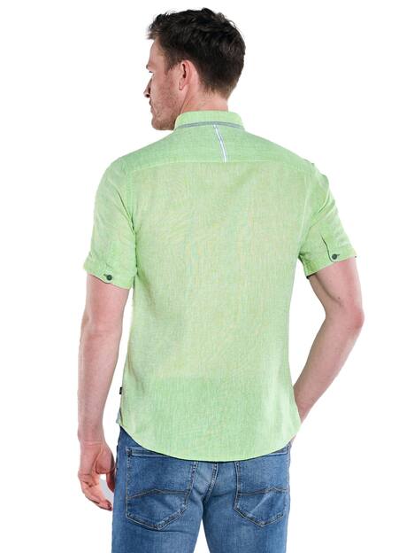 engbers Herren Kurzarm-Hemd mit Leinenanteil , Hellgruen