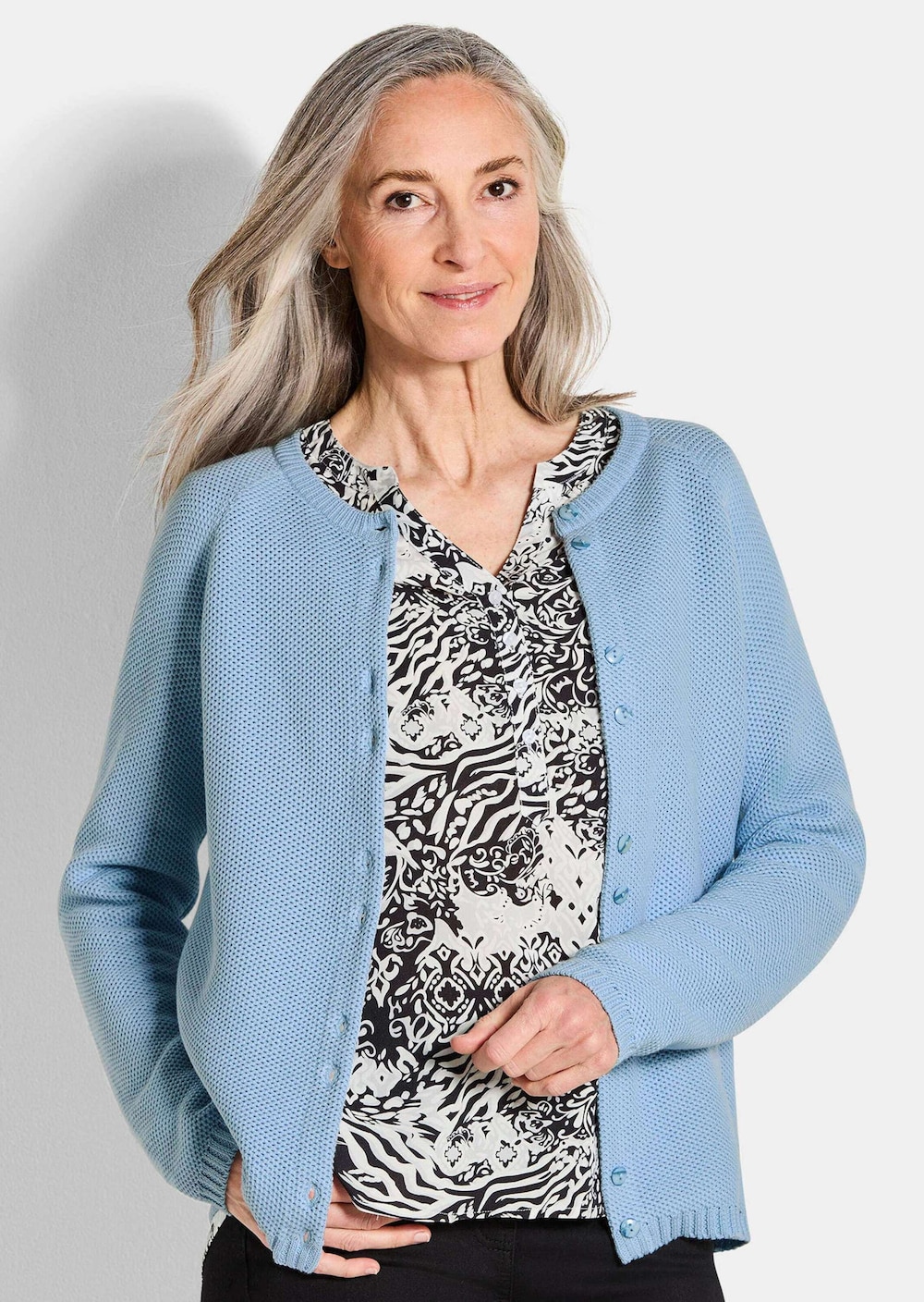 Cardigan aus Baumwolle, Rundhals