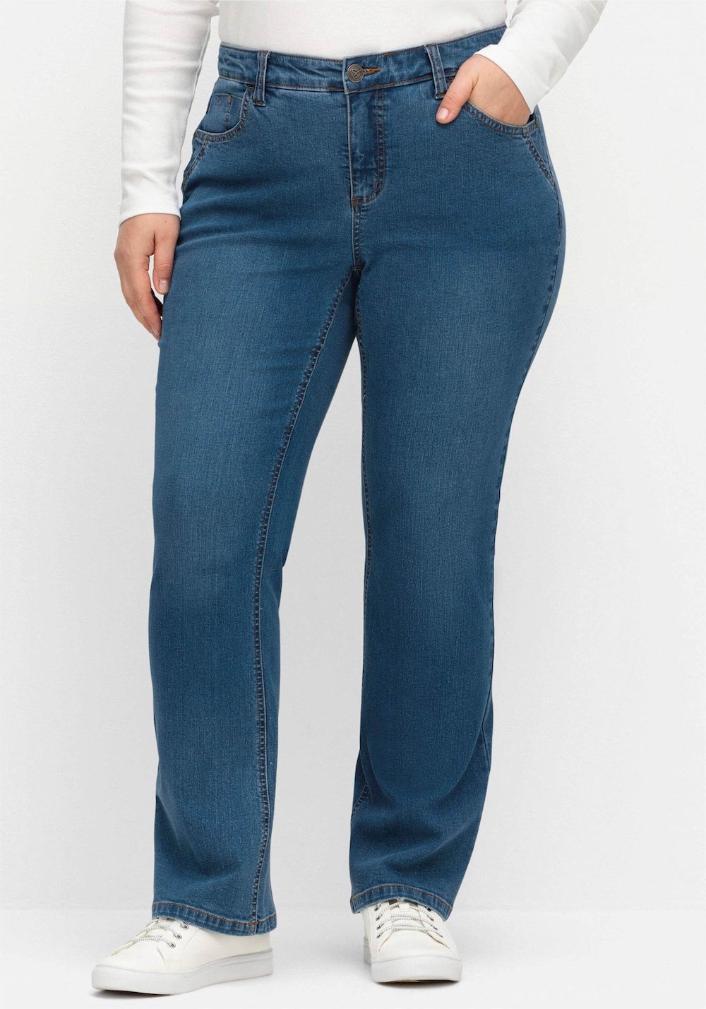 Bootcut-Jeans Fester Bund Uni