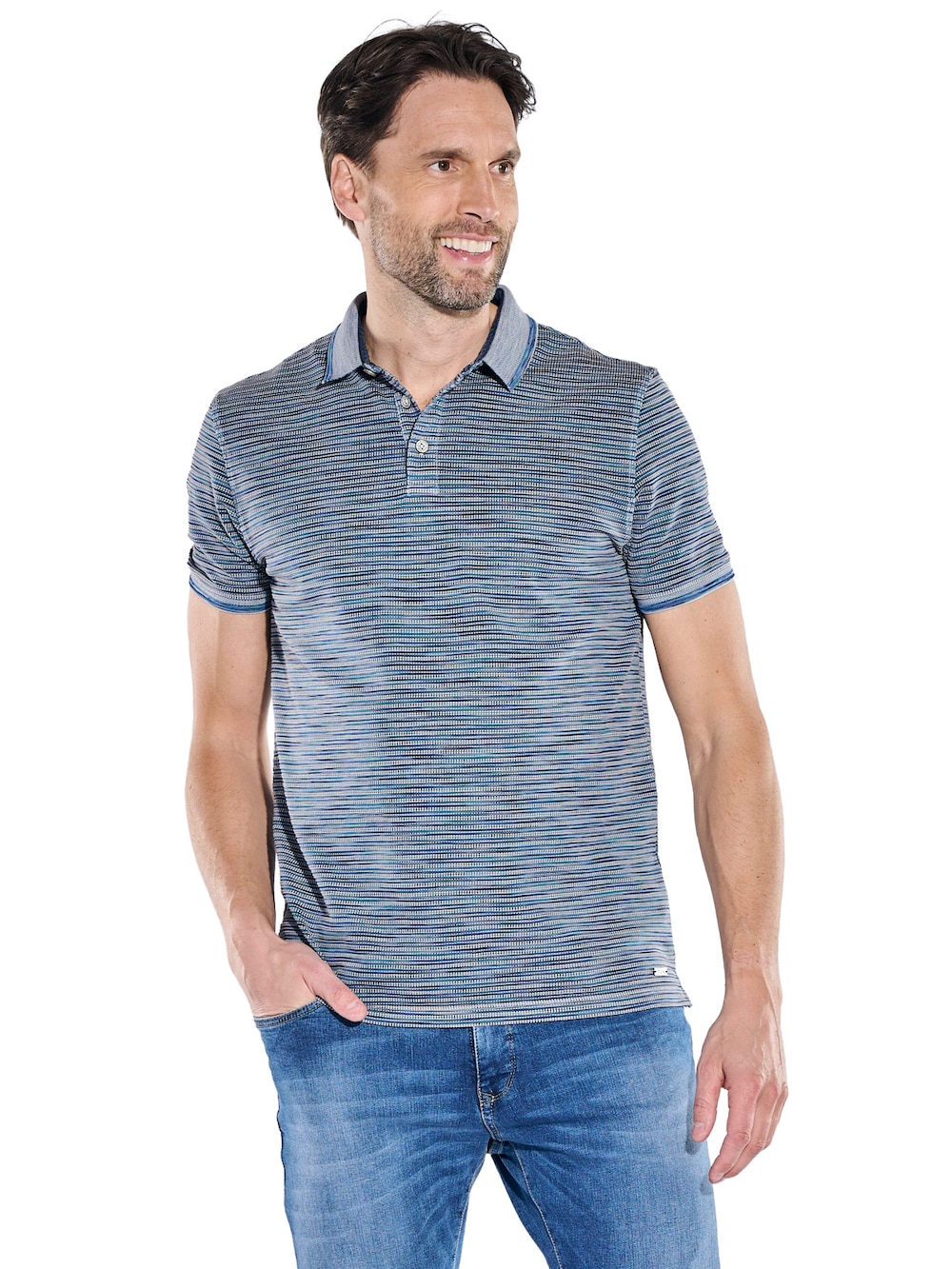 Herren Polo-Shirt meliert , Grau