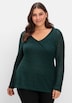 V-Ausschnitt-Pullover Langarm Ajour Uni