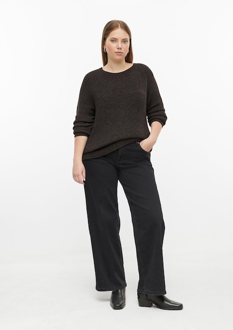 Pullover mit Rippstruktur und Rollkanten