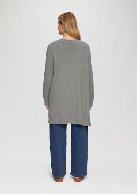 Lange Strickjacke mit Rippbündchen