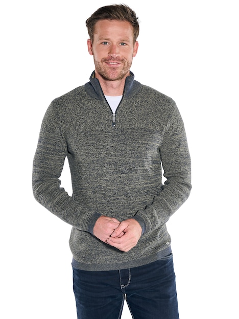 Herren Pullover Polokragen , Khaki