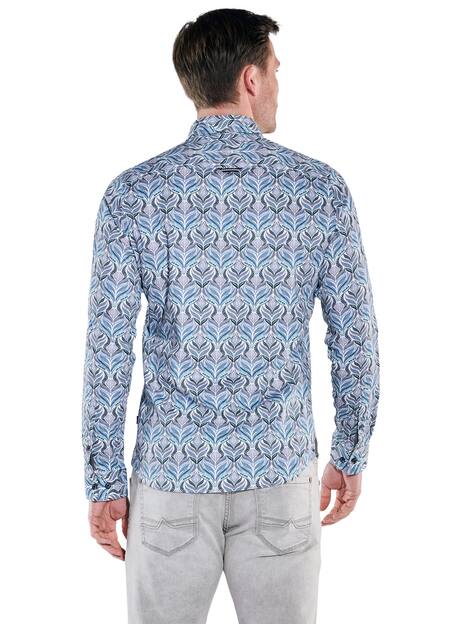 engbers Herren Langarm-Hemd gemustert , Petrolgruen