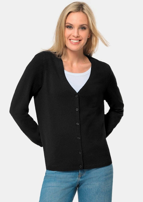 Weiche Kaschmirstrickjacke mit V-Ausschnitt