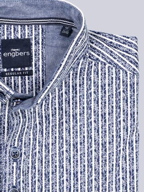 engbers Herren Langarm-Hemd gestreift , Marineblau