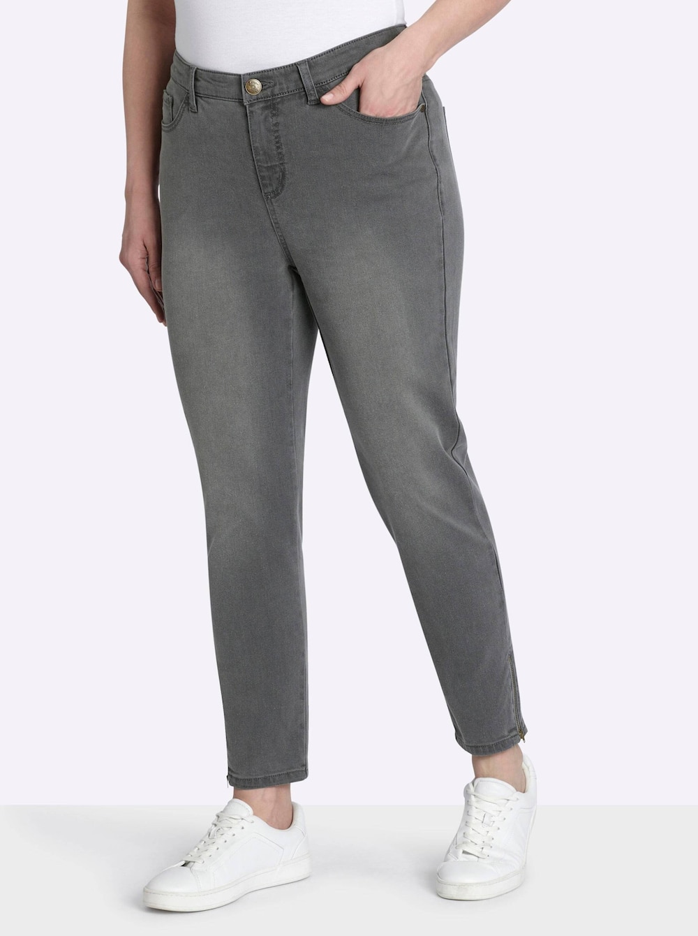 Jeans Slim-fit-Jeans mit Zipper am Saum normal Formbund