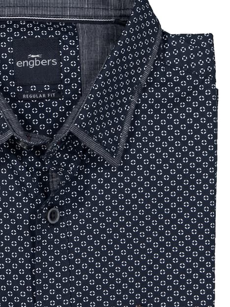 engbers Herren Langarm-Hemd gemustert , Marineblau