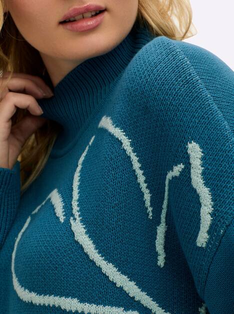 Pullover Langarm Intarsien Sonstiges Muster Stehkragen