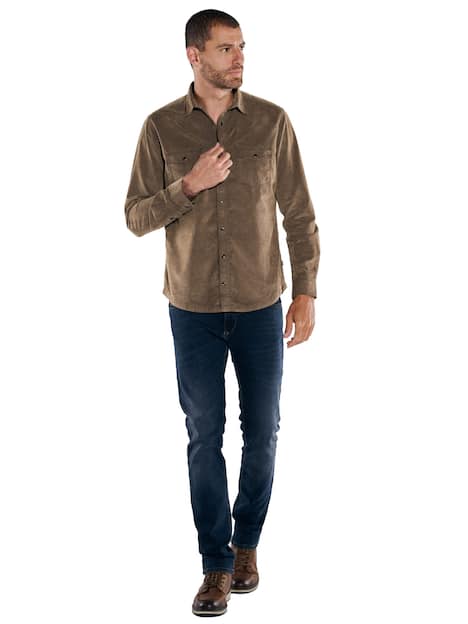 engbers Herren Langarm-Hemd uni , Hellbraun