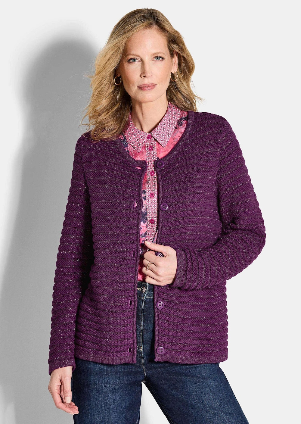 Strickjacke aus Baumwolle und Lurex