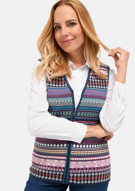 GOLDNER Tricot vest Jacquard tricot vest met kleurrijk streepdessin